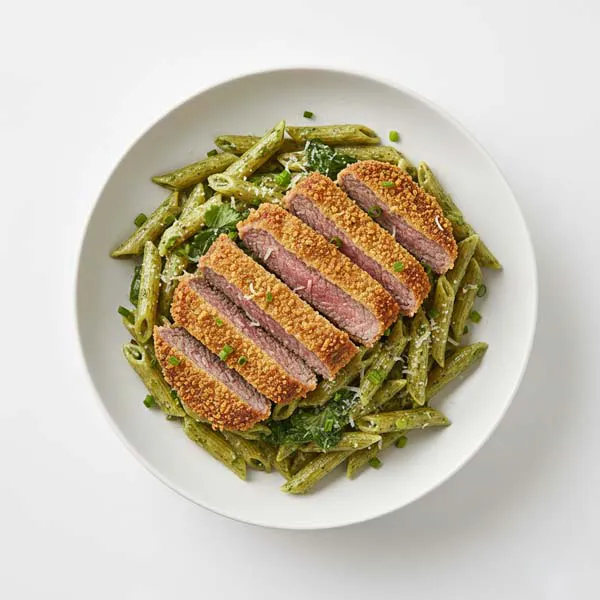 Parmesan-Crusted Beef With Herb Pasta